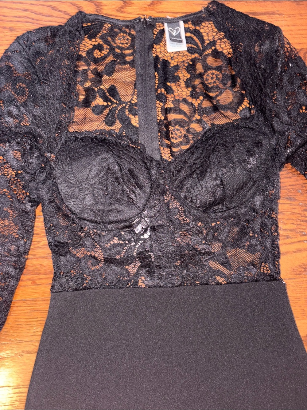Windsor Black Lace Long-Sleeve Bodycon Dress - Picture 2 of 6